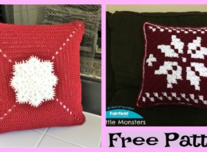 Crochet Snowflake Pillow – Free Patterns