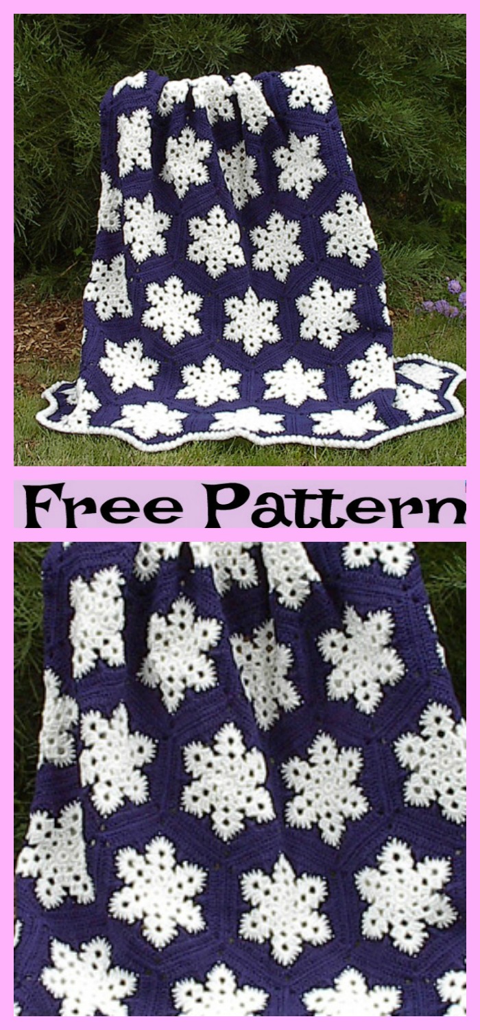 diy4ever-Crochet Snowflake Throw - Free Patterns 