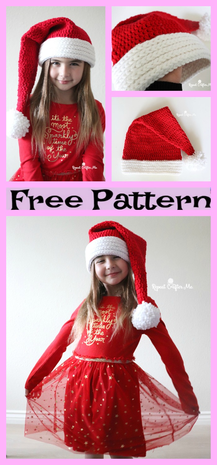 diy4ever-Cute Crochet Santa Hat - Free Patterns 