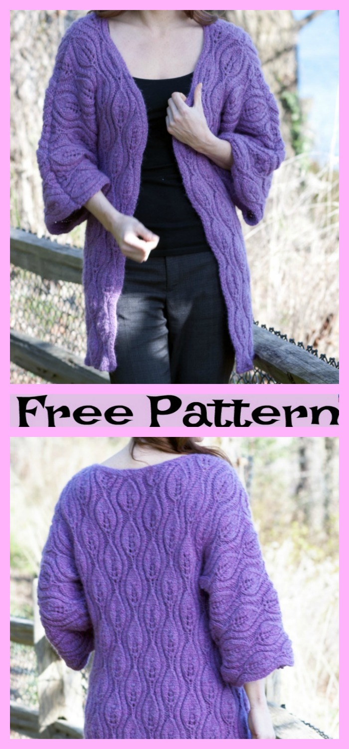 diy4ever-Pretty Knit Leaf Coat - Free Patterns 