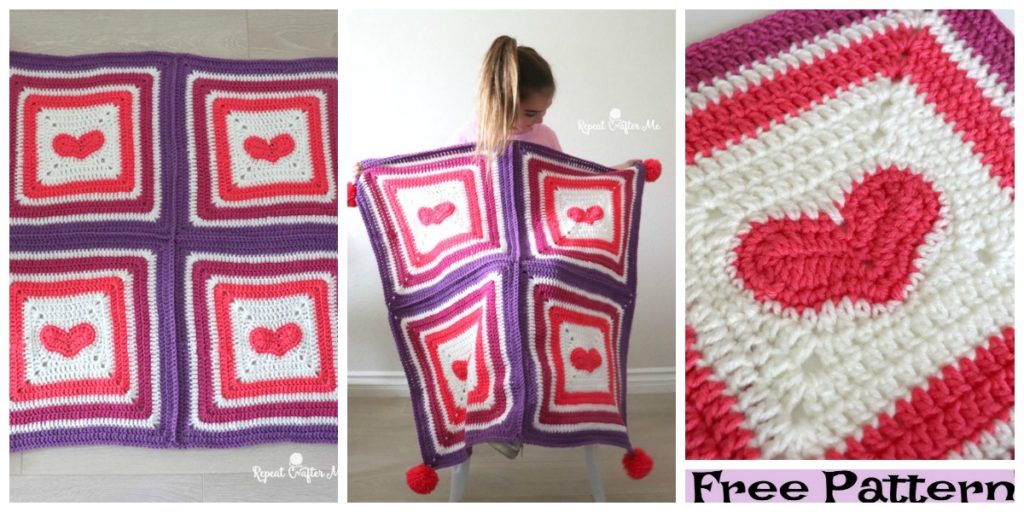 Crochet Heart Blanket - Free Pattern