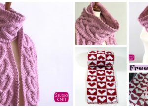 Pretty Knitted Heart Scarf – Free Patterns