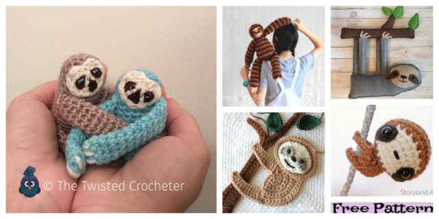 6 Crochet Sloth Amigurumi  Free Patterns