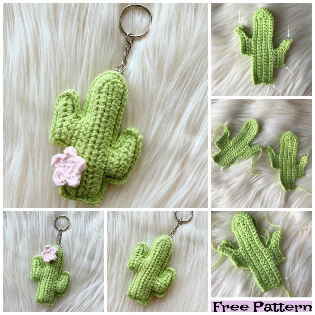 diy4ever-Crochet Cactus Keychain Free Patterns 