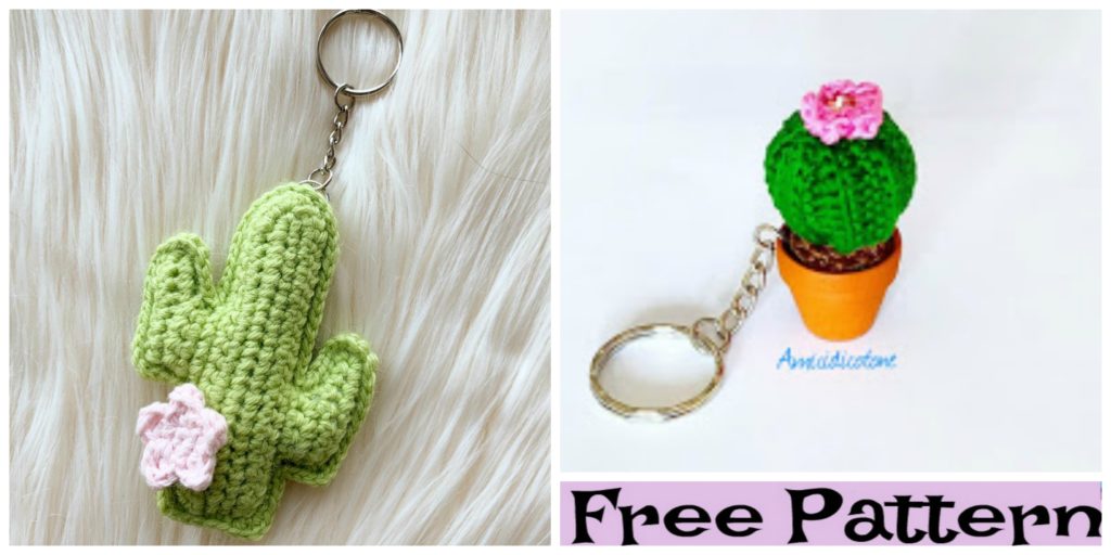 diy4ever-Crochet Cactus Keychain Free Patterns