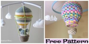 diy4ever-Crochet Hot Air Balloon Nursery Mobile - Free Patterns