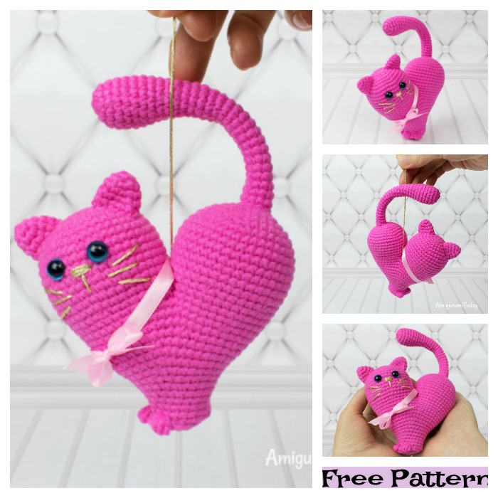diy4ever-Crochet Kitty Heart Amigurumi - Free Patterns 