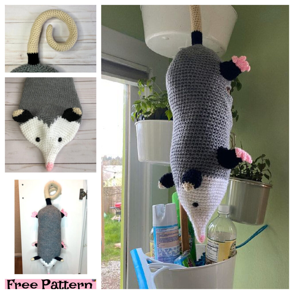 Crochet Kitchen Opossom to Store Plastic Bags - Free Pattern