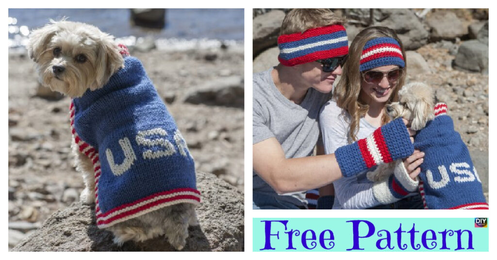 Knitted USA Dog Sweater - Free Pattern