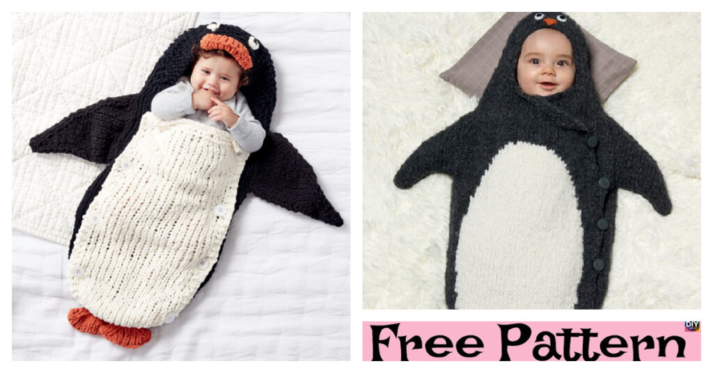 Knitting Penguin Bunting Bag - Free Patterns