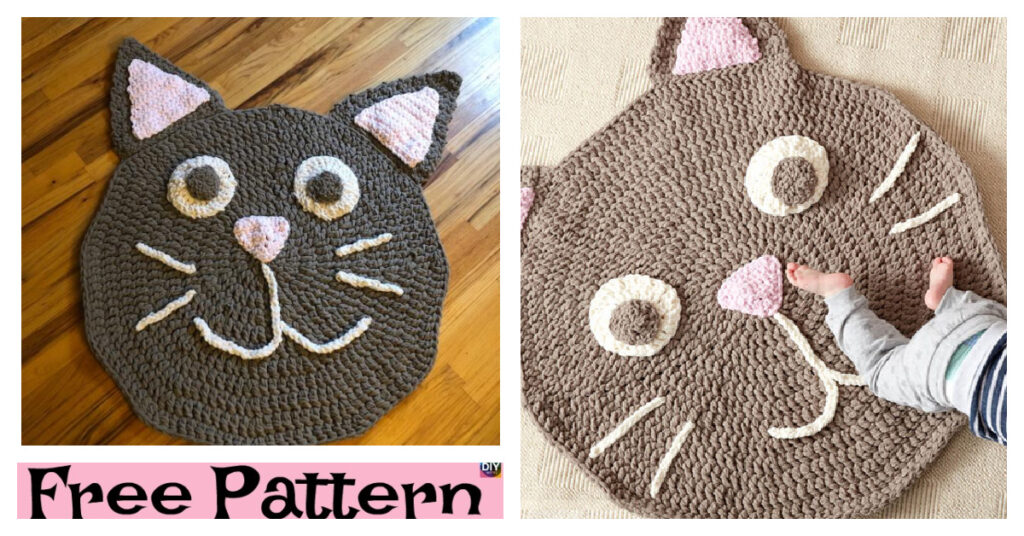 Cute Kitty Crochet Play Rug - Free Pattern