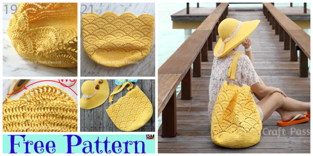 Crochet Shell Stitch Beach Tote & Sun Hat - Free Patterns