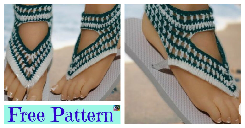 No Sew Crochet Flip Flops - Free Pattern