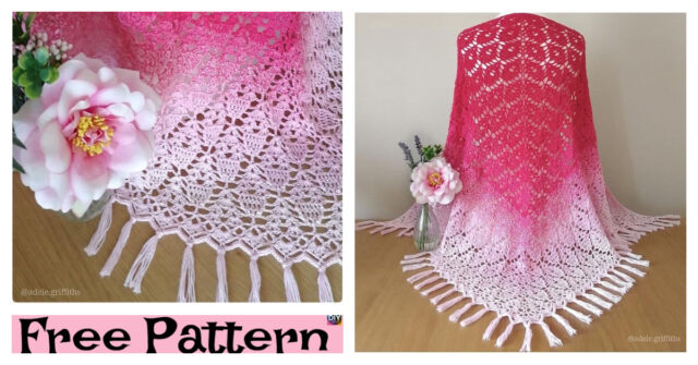 Pretty Crochet Triangle Shawl – Free Pattern