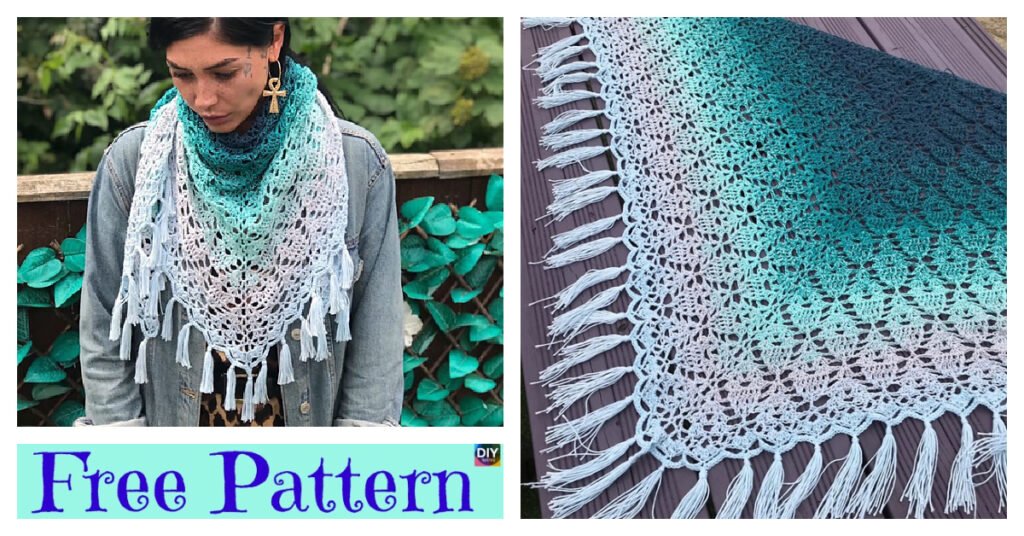 Pretty Crochet Triangle Shawl - Free Pattern