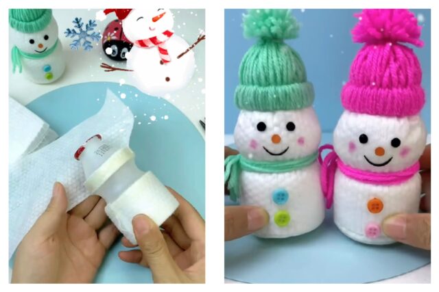 DIY Snowman Decorations from Recycled Bottles