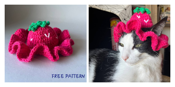Strawberry Cat Hat Crochet Pattern FREE